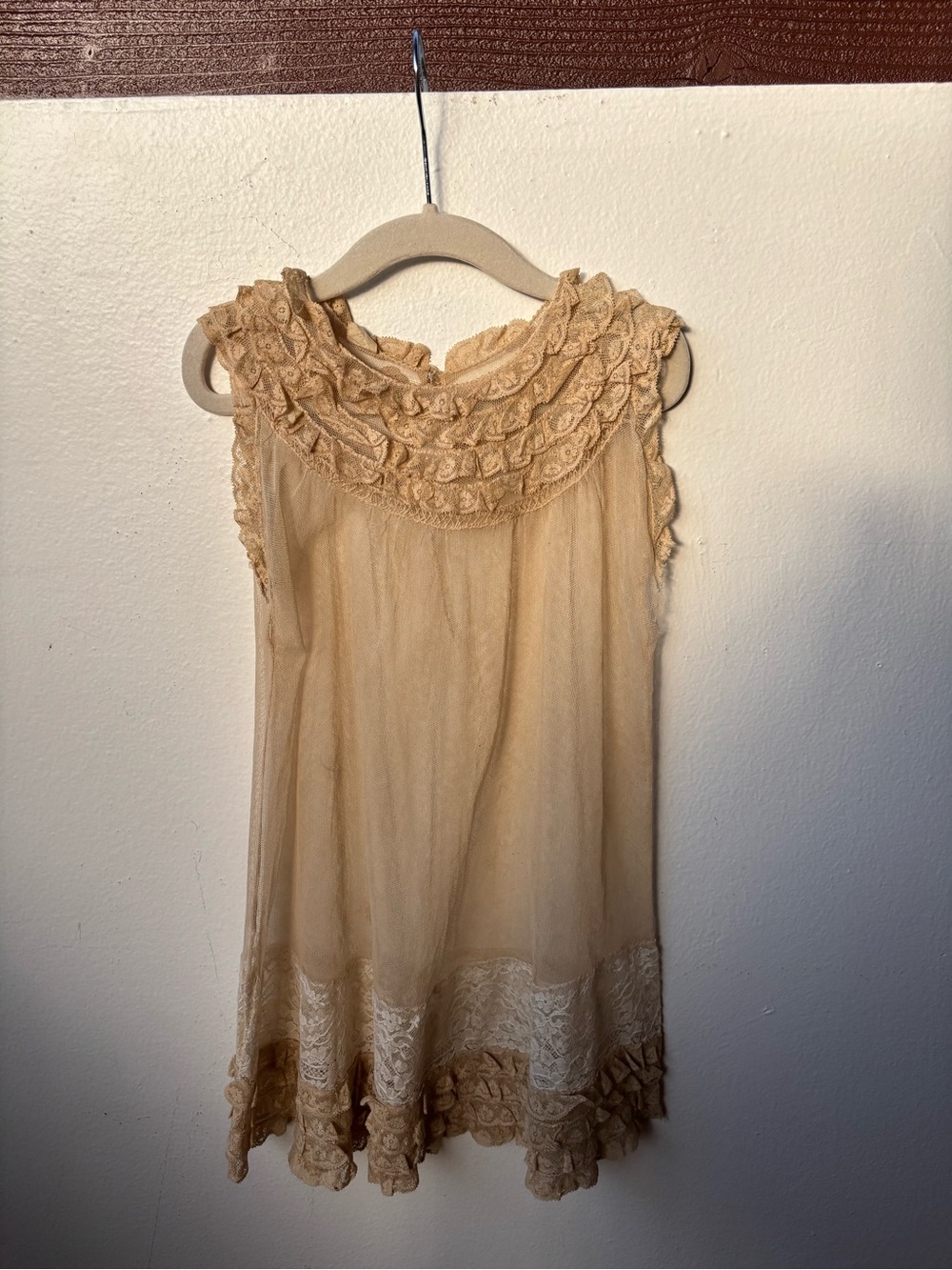 3years Victorian Girls' Cream Lace Ruffle Dress Top